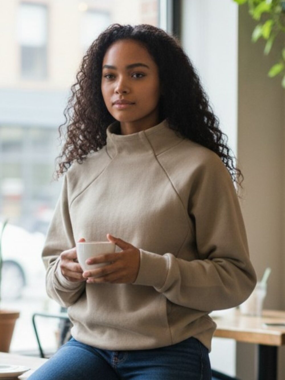 Fabletics Cozy Fleece Mock Neck Pullover with Kangaroo Pocket, Size XS